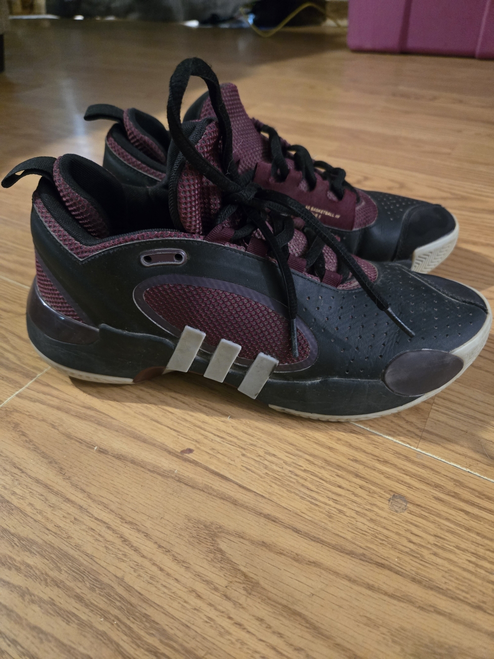 adidas Black and Burgundy Men's Athletic Shoes